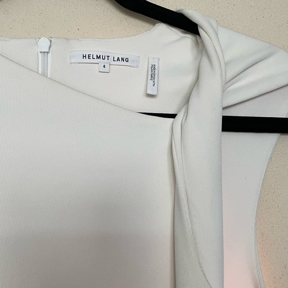 STUNNING CREAM WHITE COCKTAIL DRESS CAP SLEEVE W ASYMMETRICAL COLLAR - Picture 4 of 6